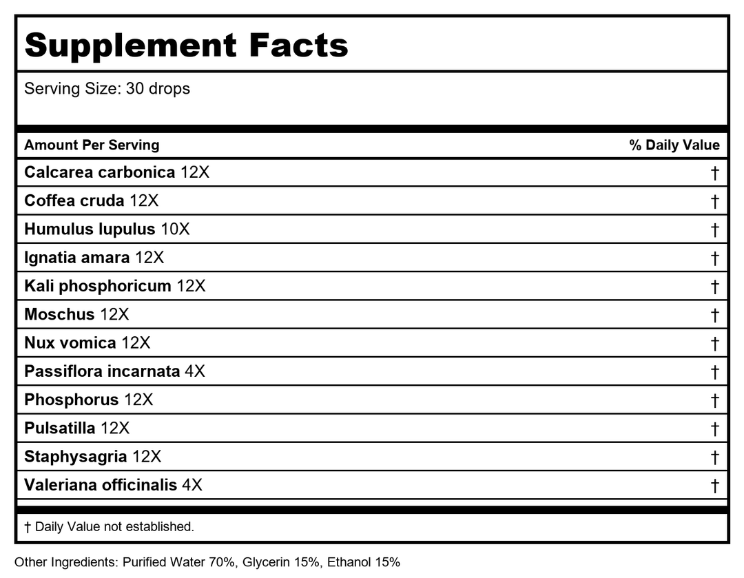 Energetix - Relax-Tone 2oz - Supplement Facts panel