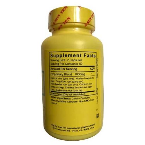 Sun Ten - Bupleurum Formula/Yi Gan San, 158B, 100 Capsules - Supplement Facts panel