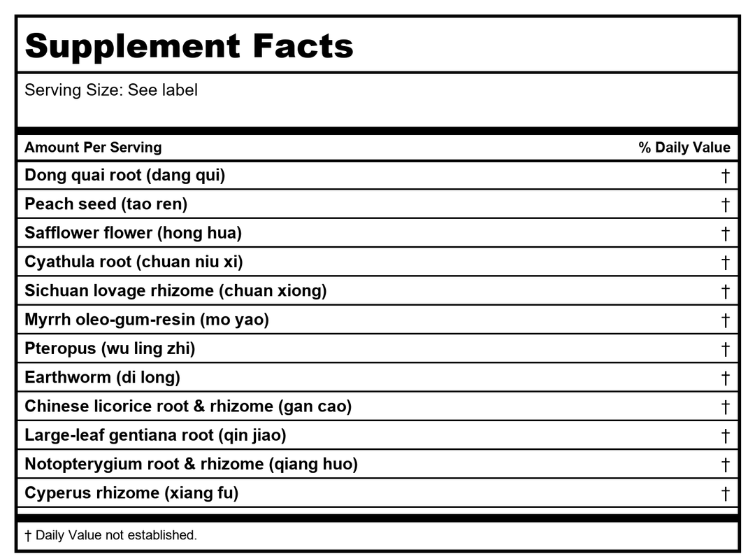 Sun Ten - Cnidium &amp; Chiang-huo Combination Granules/Shen Tong Zhu Yu Tang/身痛逐瘀湯 - Supplement Facts panel