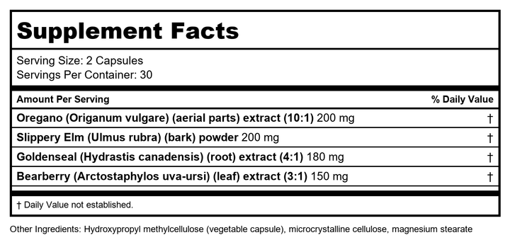 Numedica - CandideX - 60c - Supplement Facts panel