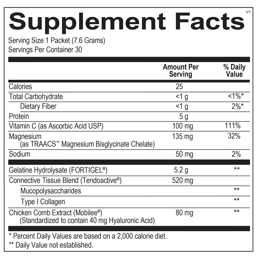Ortho Molecular CollaGEN Packets 30 Packets - Supplement Facts panel