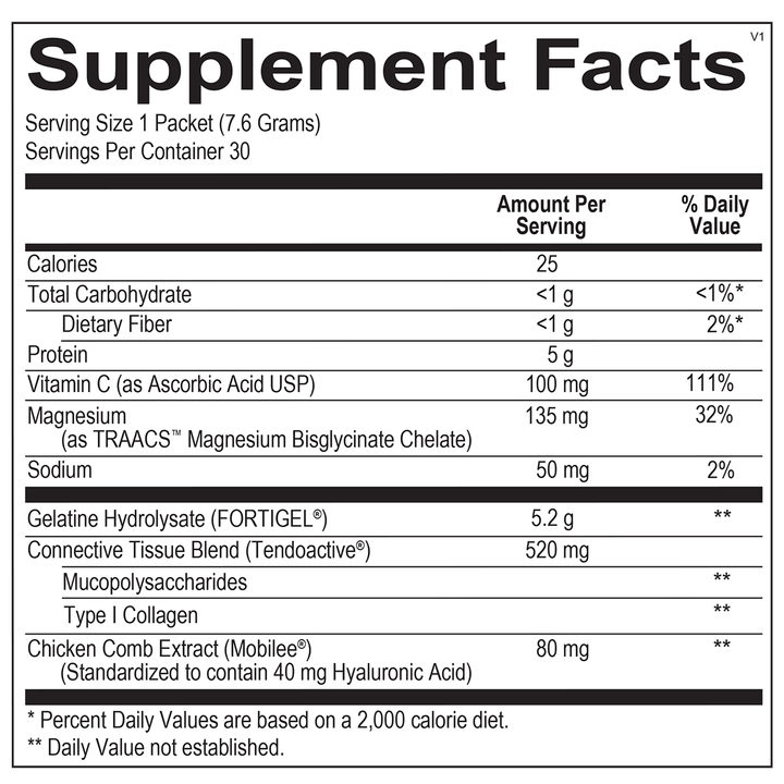 Ortho Molecular CollaGEN Packets 30 Packets - Supplement Facts panel
