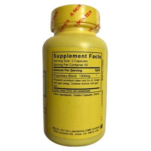 Sun Ten - Aconite, Ginger &amp; Licorice Combination Capsules/Si Ni Tang/四逆湯 - Supplement Facts panel