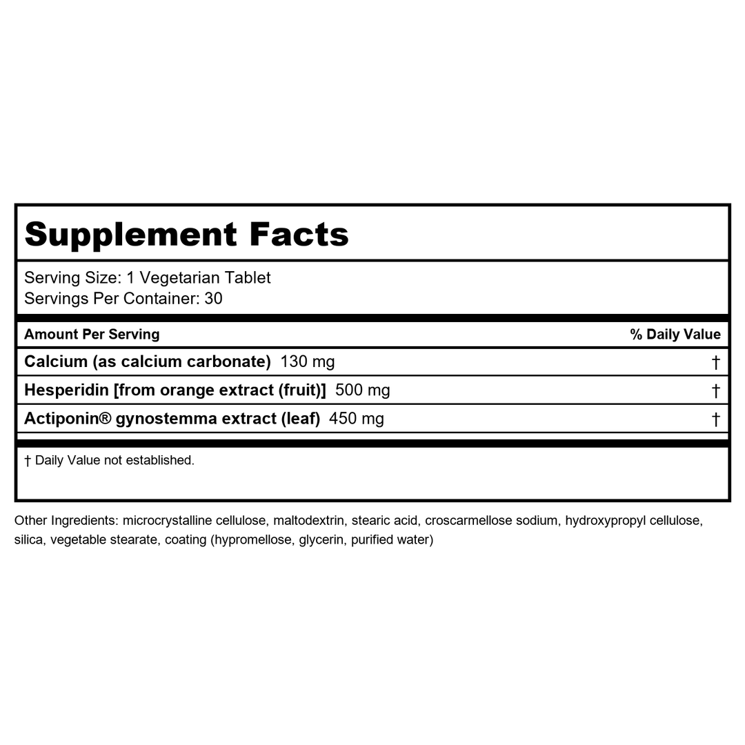 Life Extension AMPK Metabolic Activator, hesperidin, G. pentaphyllum, fight unwanted belly fat &amp; revitalize cellular metabolism, gluten-free, non-GMO, 30 Vegetarian Tablets - Supplement Facts panel