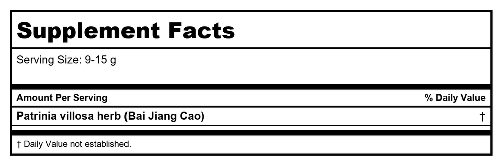 Plum Flower Bai Jiang Cao, extract powder by MayWay - Supplement Facts panel