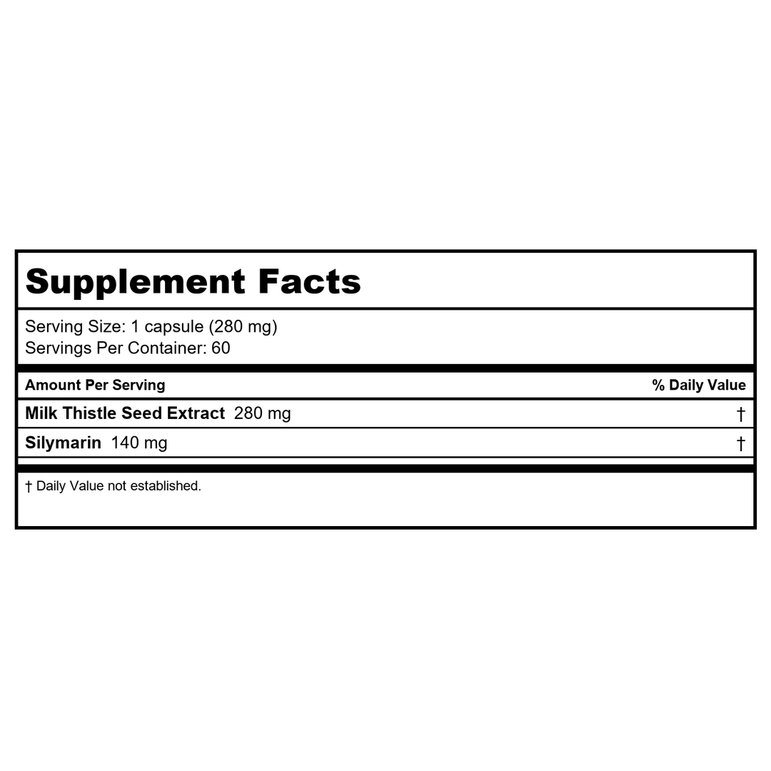 Herb Pharm Milk Thistle Seed Extract w/140 mg Silymarin for Liver Support - 60 Vegetarian Capsules - Supplement Facts panel
