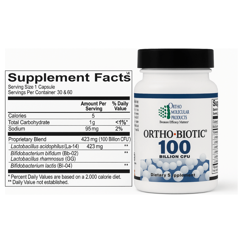 Ortho Molecular Products Ortho Biotic® 100 60 Caps 100 billion CFU - Supplement Facts panel