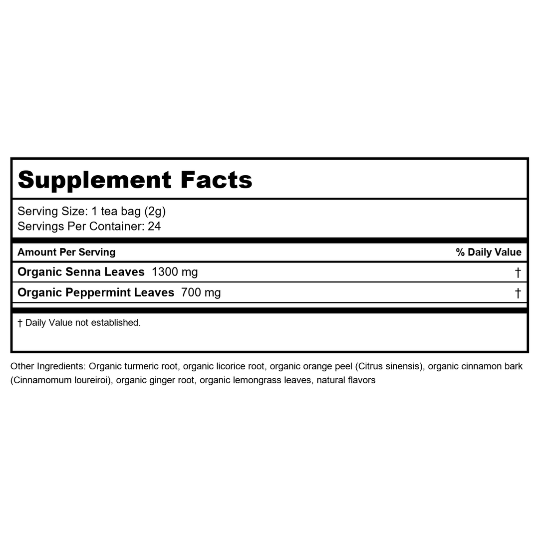 NOW Give a Tea, Organic Turmeric Ginger, Caffeine Free, 24 Tea Bags, 1.7 oz (48 g) - Supplement Facts panel