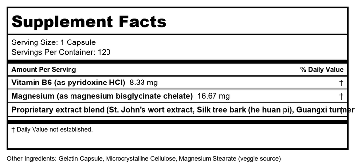 Sun Ten - NeuroZac 120 caps - Supplement Facts panel
