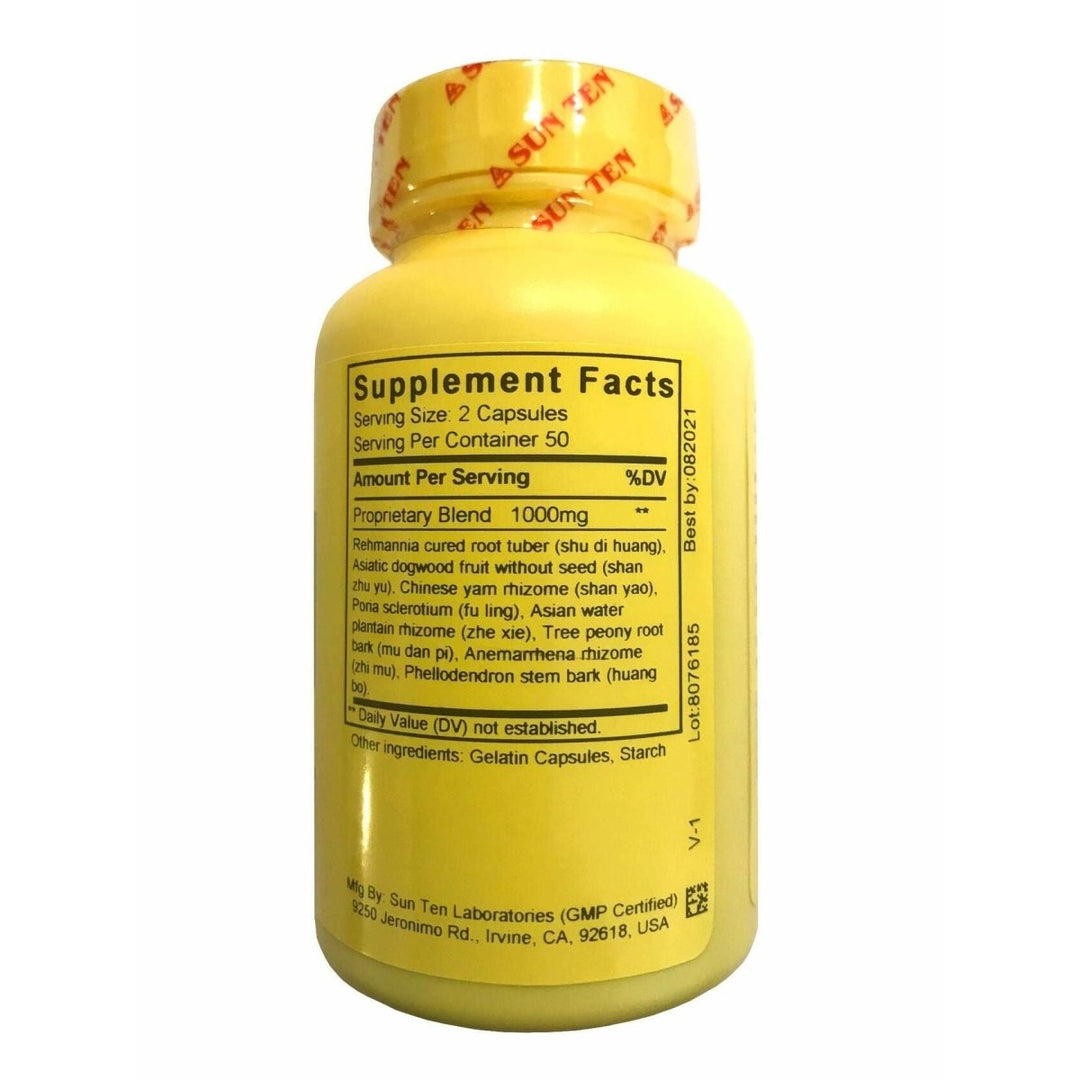 Sun Ten - Anemarrhena, Phellodendron &amp; Rehmannia Formula, 100 Capsules, 116B Zhi Bo Di Huang Wan - Supplement Facts panel
