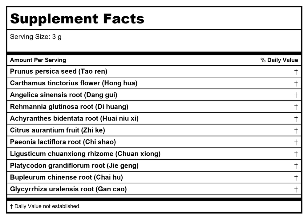 Plum Flower Xue Fu Zhu Yu San, extract powder by MayWay - Supplement Facts panel