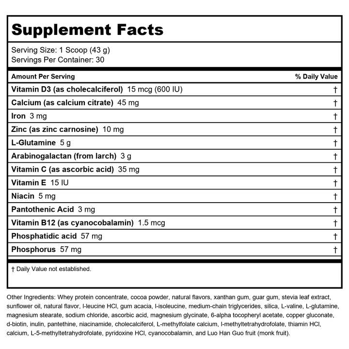 Metagenics UltraGI Replenish 30 servings Chocolate - Supplement Facts panel
