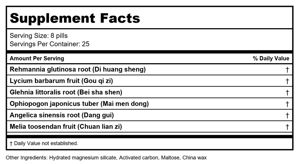 Linking Decoction Teapills (Yi Guan Jian Wan), 200 ct, Plum Flower by MayWay - Supplement Facts panel