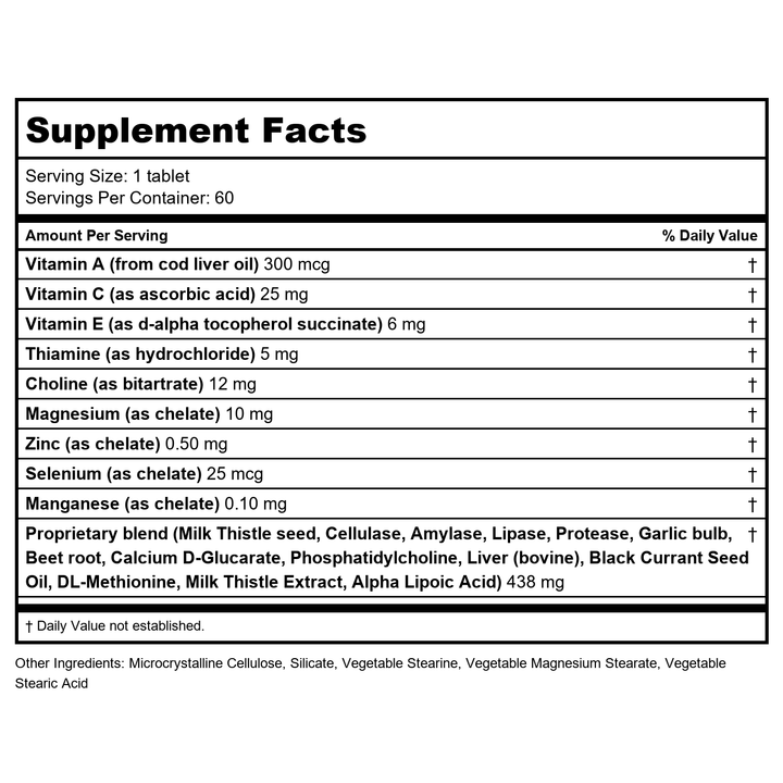 Nutri-West - Total Liver-D-Tox - 60 - Supplement Facts panel