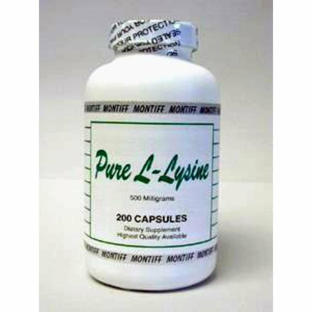 Pure L Lysine 500 mg 200 Cap - Supplement Facts panel