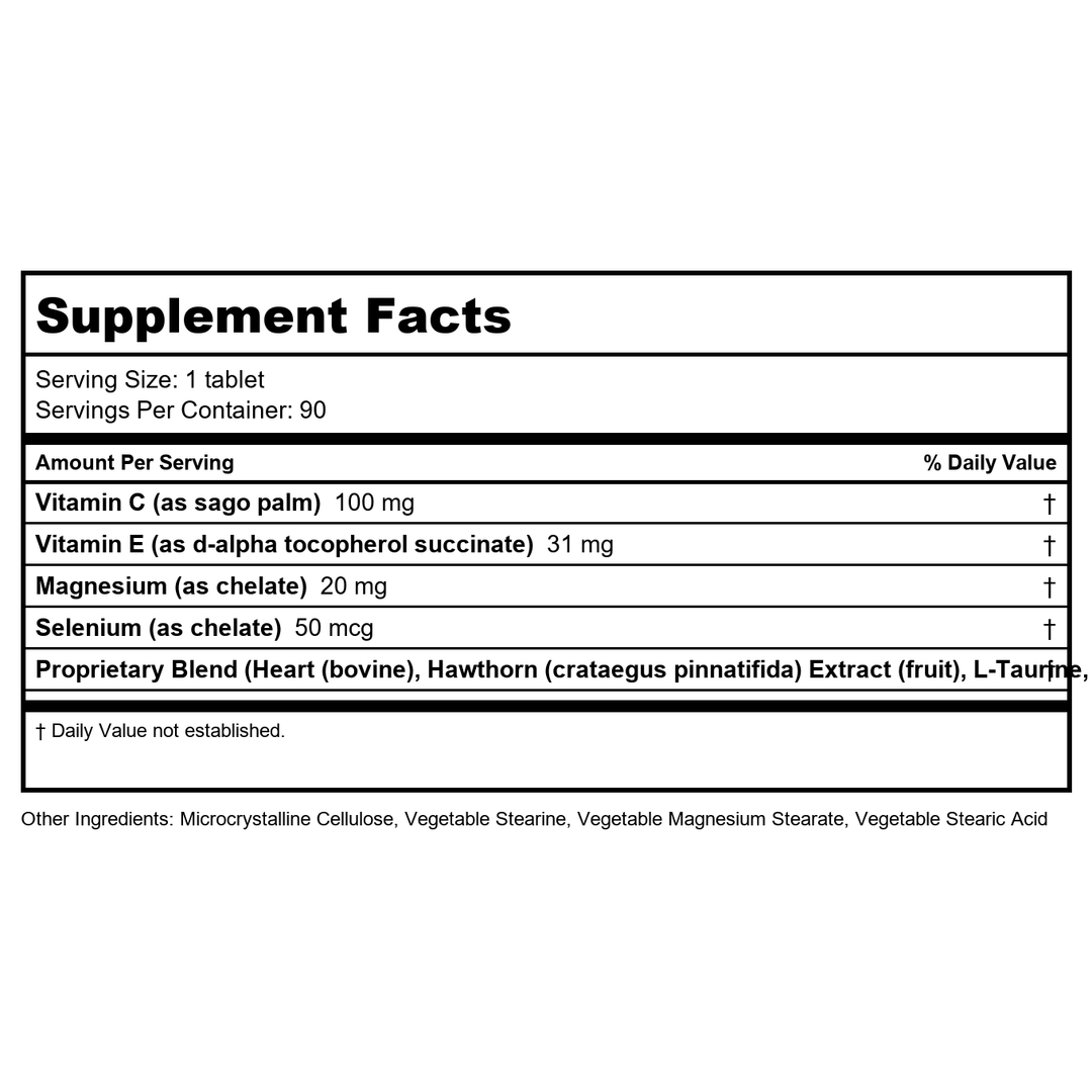 Total Heart - 90 Tablets by Nutri West - Supplement Facts panel