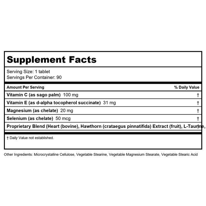 Total Heart - 90 Tablets by Nutri West - Supplement Facts panel