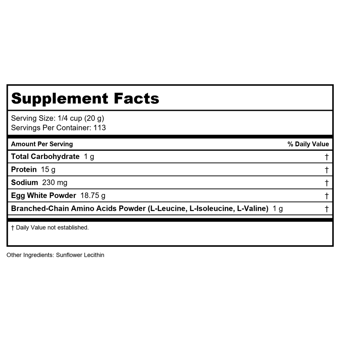 Egg White Protein Now Foods 5 lbs Powder - Supplement Facts panel