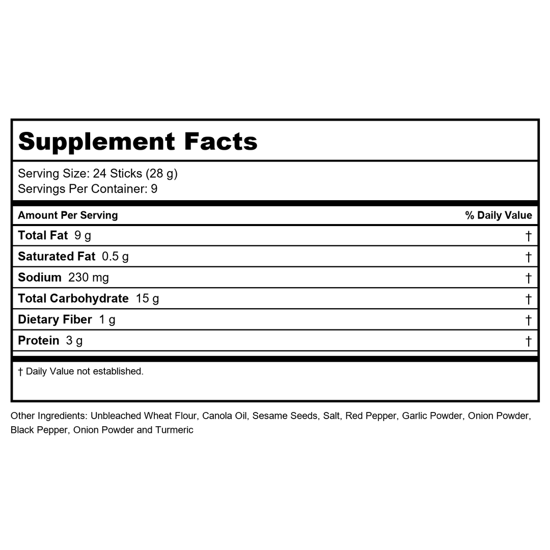 NOW Foods Sesame Sticks Cajun - 9 oz - 2 pk - Supplement Facts panel