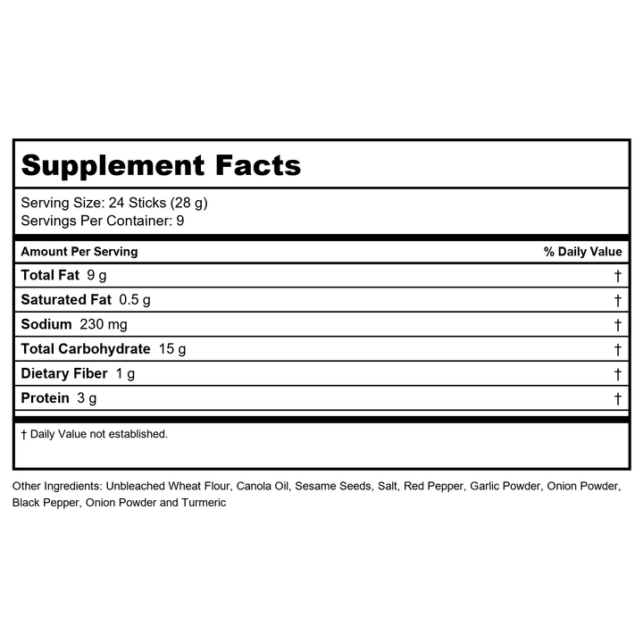 NOW Foods Sesame Sticks Cajun - 9 oz - 2 pk - Supplement Facts panel