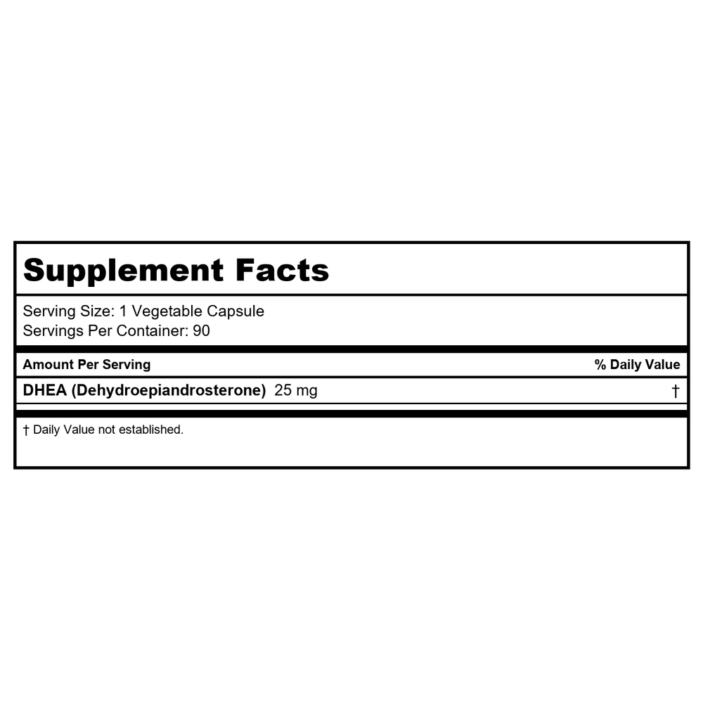 NuMedica - DHEA - 90 Vegetable Capsules - Supplement Facts panel