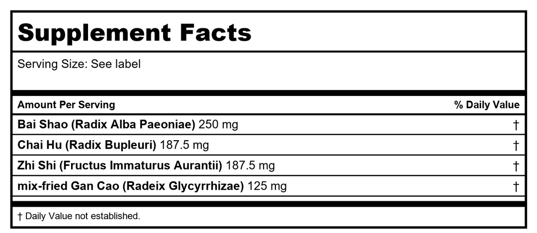 Si Ni San - Bupleurum &amp; Bitter Orange Formula, 100gm,(E-Fong) - Supplement Facts panel
