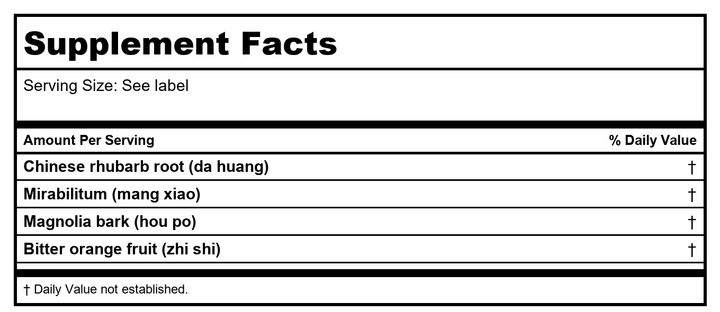 SUN TEN - MAJOR RHUBARB COMBINATION Da Cheng Qi Tang Concentrated Granules 100g 516 by Baicao by SUN TEN Baicao - Supplement Facts panel