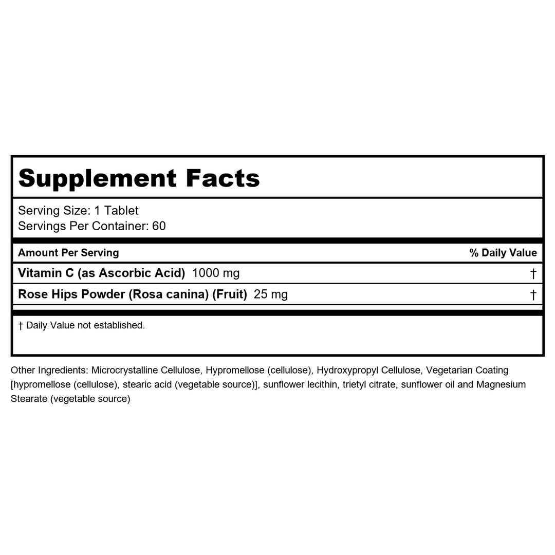 Now Supplements, Vitamin C-1,000 with Rose HIPS, Sustained Release, Antioxidant Protection*, 60 Tablets - Supplement Facts panel
