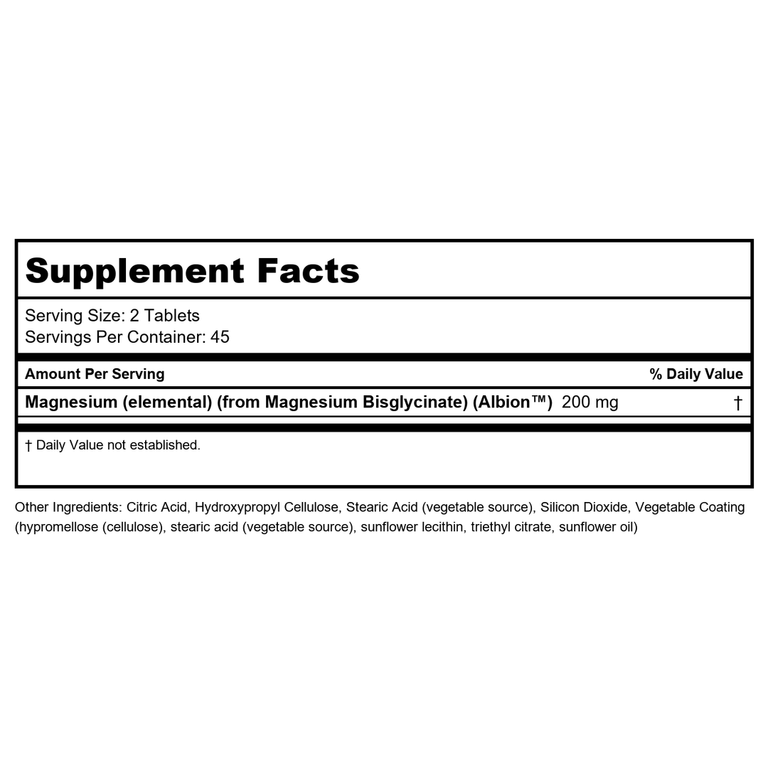 Now Supplements, Magnesium Glycinate 100 mg, Highly Absorbable Form, 90 Tablets - Supplement Facts panel