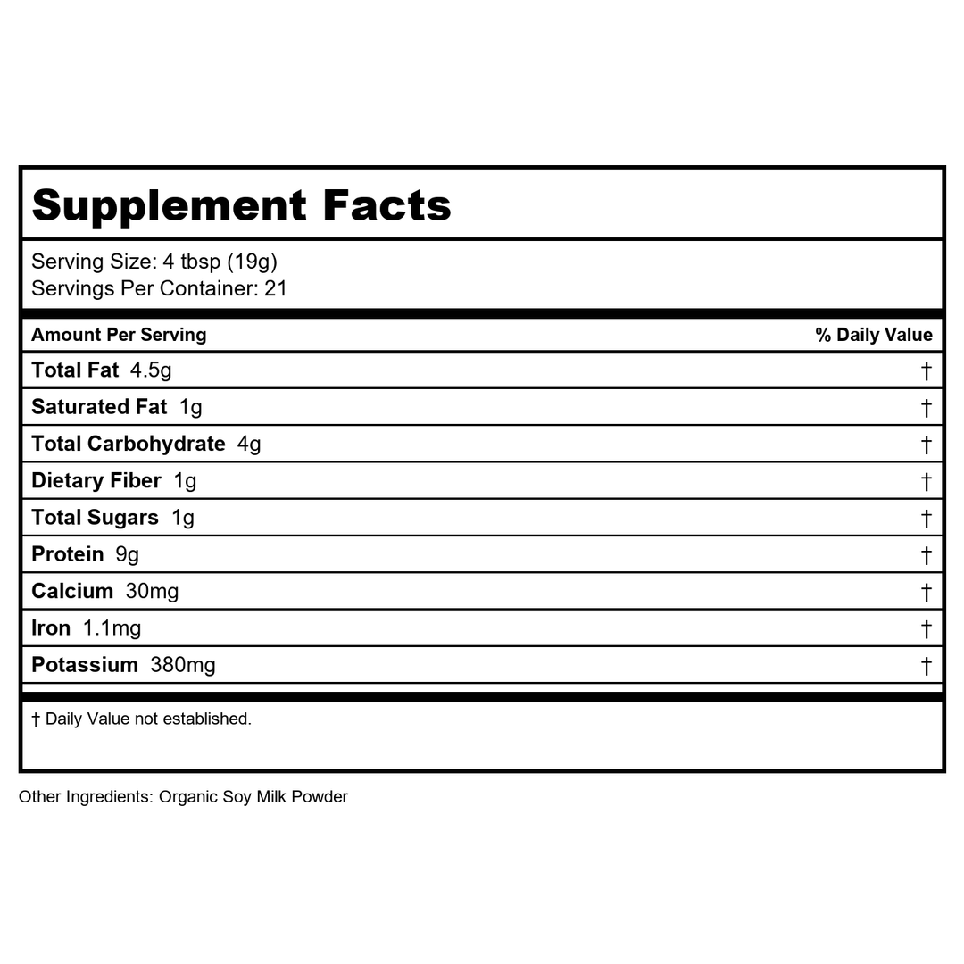 NOW Foods, Organic Soy Milk Powder, Instant Mix Dairy Alternative, Non-GMO, 14-Ounce - Supplement Facts panel