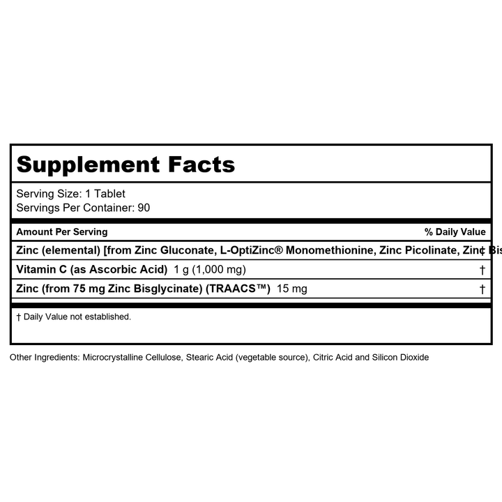 NOW Supplements, Zinc Transporter, 90 Tablets, Vegan, Immune Support - Supplement Facts panel