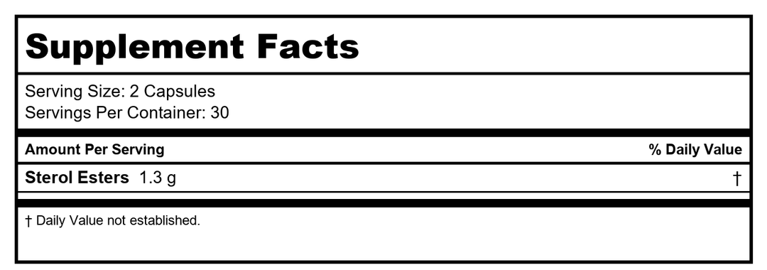 Ortho Plant Sterols - 60 Capsules - Supplement Facts panel