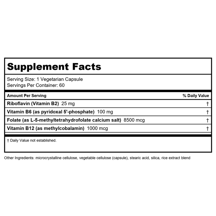 Life Extension Homocysteine Resist Vegetarian Capsules, 60 Count - Supplement Facts panel