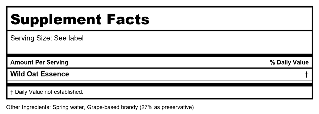 Wild Oat Essence 7.40 Milliliters - Supplement Facts panel