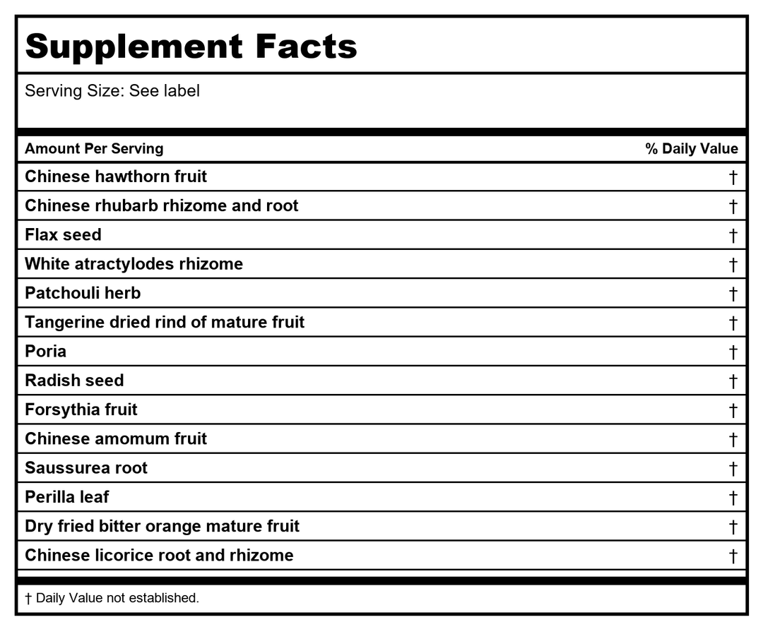 Kan Herb Gentle Warriors Easy Going Herbal Formula for Calm &amp; Emotional Balance 4 oz - Supplement Facts panel