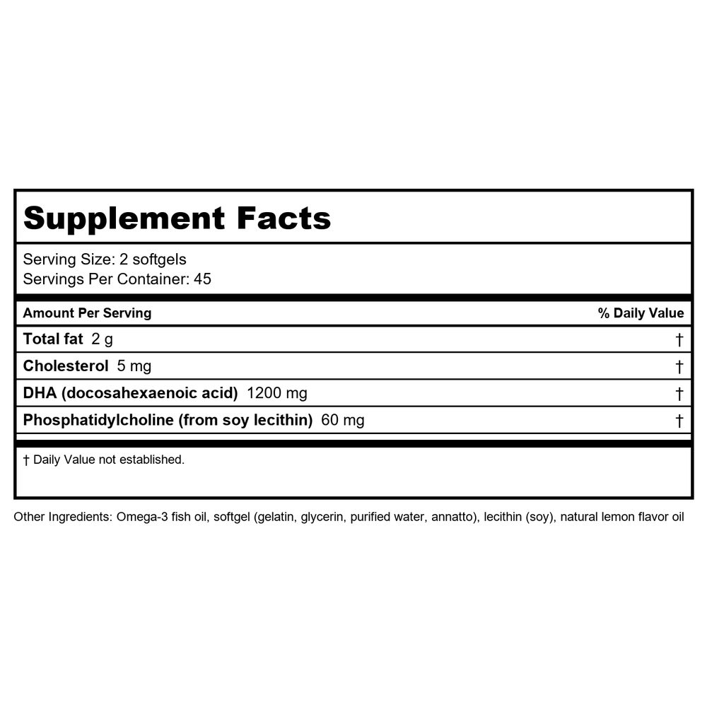 Apex Energetics Brain-E DHA k-53 4 FL Oz - Supplement Facts panel