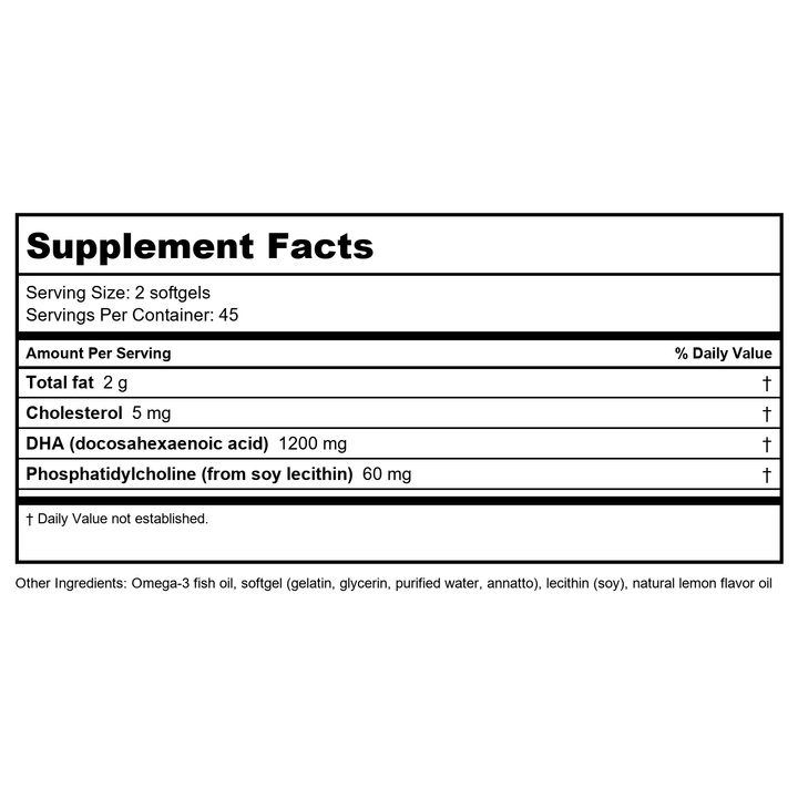 Apex Energetics Brain-E DHA k-53 4 FL Oz - Supplement Facts panel