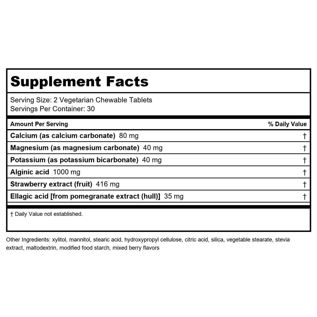 Life Extension Esophageal Guardian, 60 Vegetarian Chewable Tablets (Pack of 2) - Supplement Facts panel