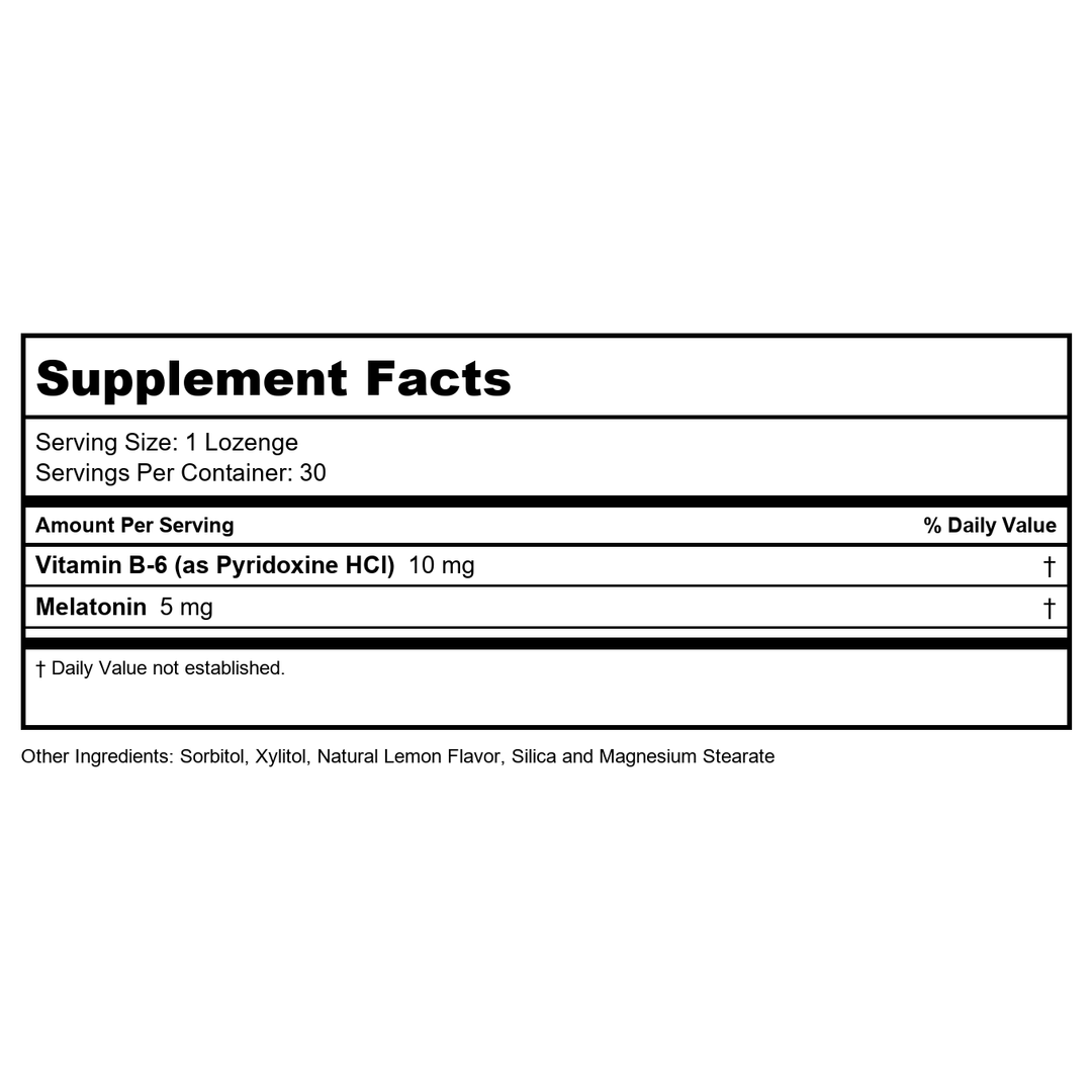 KAL 5 Mg Melatonin, Lemon, 30 Count | Pack of 2 - Supplement Facts panel
