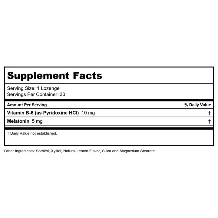 KAL 5 Mg Melatonin, Lemon, 30 Count | Pack of 2 - Supplement Facts panel
