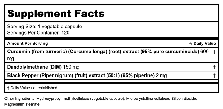 NuMedica Dim Estro Vegetable Capsules,120 caps - Supplement Facts panel