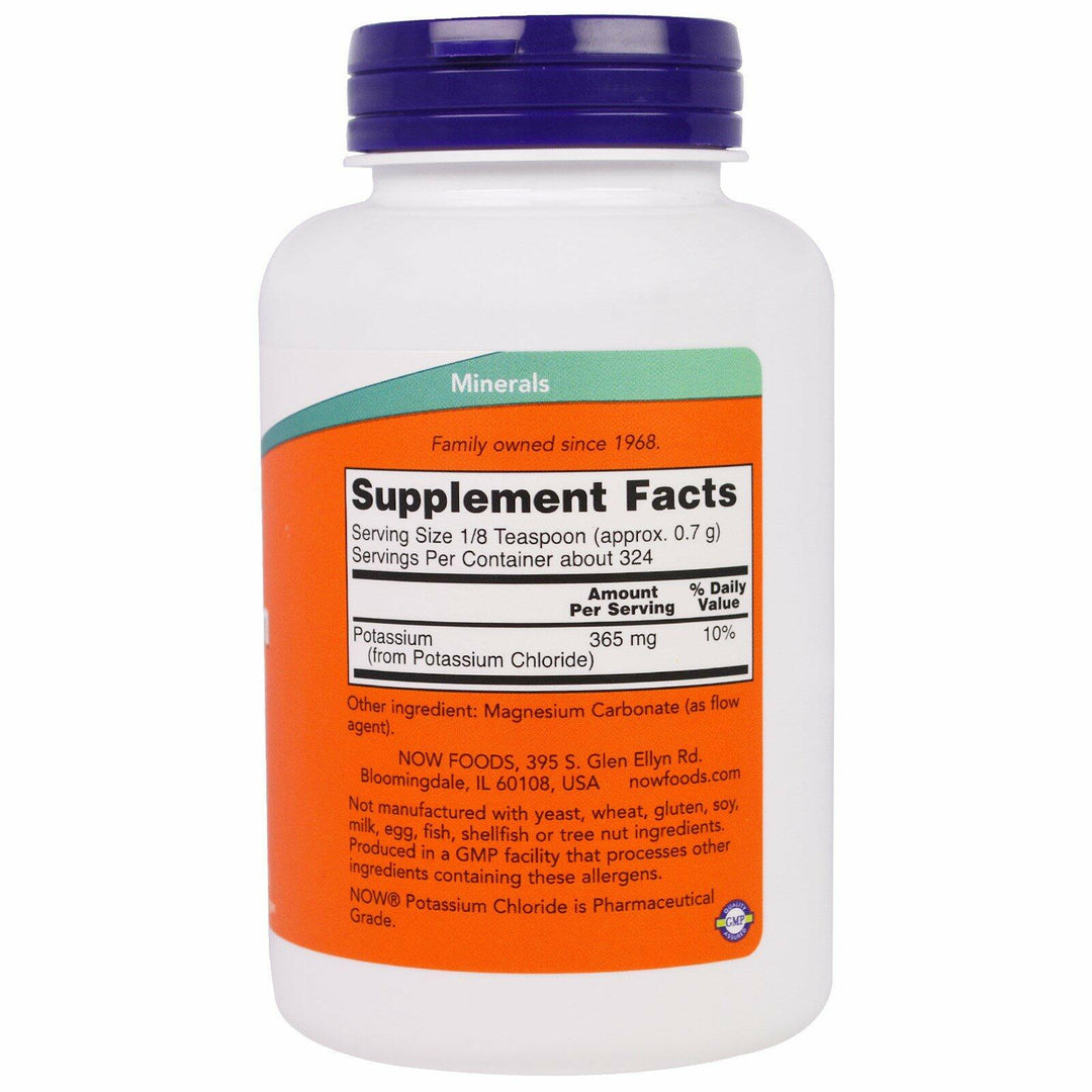 Now Foods: Potassium Chloride Powder Table Salt Substitute, 8 oz (2 pack) - Supplement Facts panel