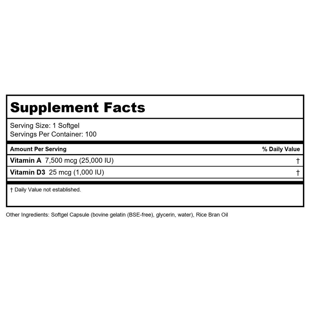 NOW Foods Ultra A &amp; D3, 100 Softgels (Pack of 3) - Supplement Facts panel