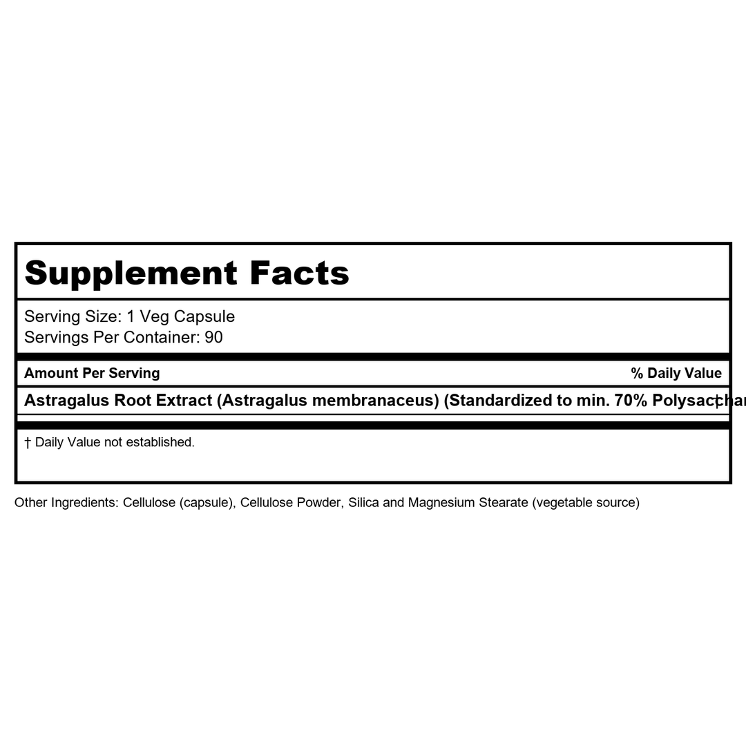 NOW Foods: Astragalus Extract, 90 Veg Capsules (3 Pack - Supplement Facts panel