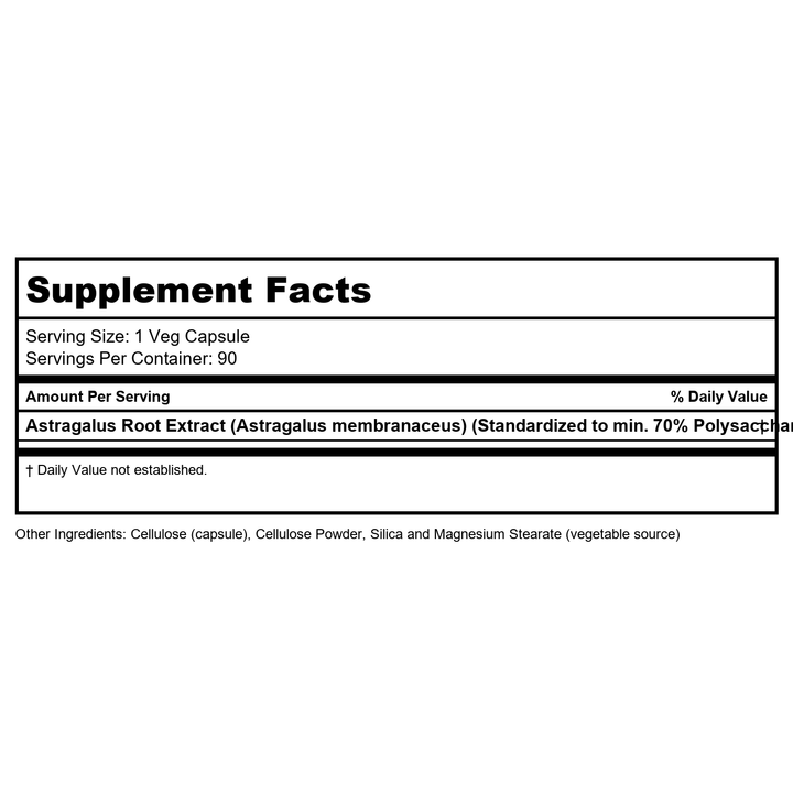 NOW Foods: Astragalus Extract, 90 Veg Capsules (3 Pack - Supplement Facts panel