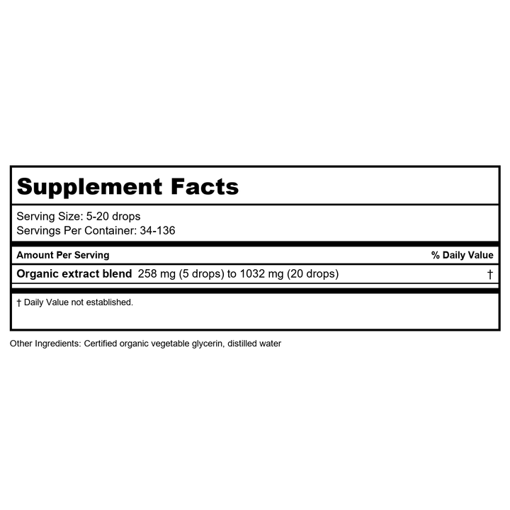 Herb Pharm Kids Certified-Organic Alcohol-Free Immune Avenger Herbal Formula, 1 Ounce - Supplement Facts panel