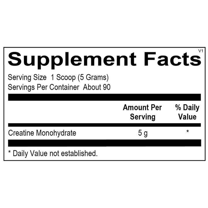 Creatine from Ortho Molecular Products 90 Servings - Supplement Facts panel