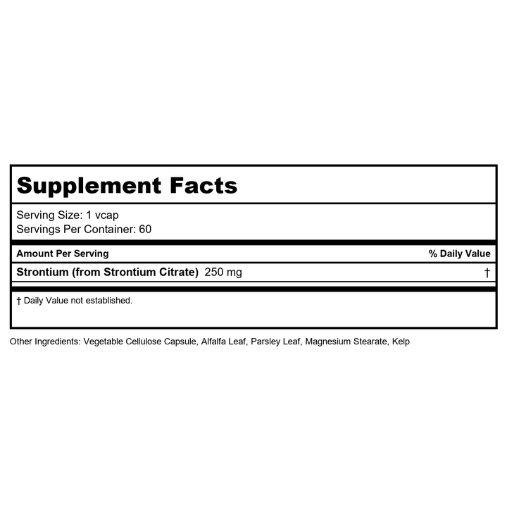 Solaray Strontium Citrate 250mg 60 Vcaps - Supplement Facts panel