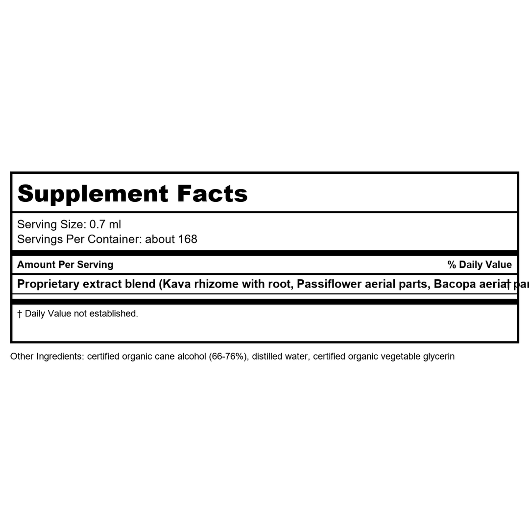 Herb Pharm Mind Soother: Holy Basil: Liquid Kava Supplement to Support Calm &amp; Relaxation, Stabilizing Support for Nervous System, Made with Noble Kava &amp; Lavender Flower, Vegan, Gluten-Free, 4 oz* - Supplement Facts panel