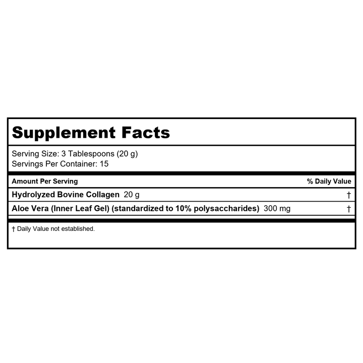 NeoCell Super Collagen with Aloe; Collagen Type 1 and 3; Supports Healthy Hair, Skin and Nails; Gluten Free; Unflavored Powder; 10 g Collagen/Serving; 30 Servings; 10.6 Oz,* - Supplement Facts panel